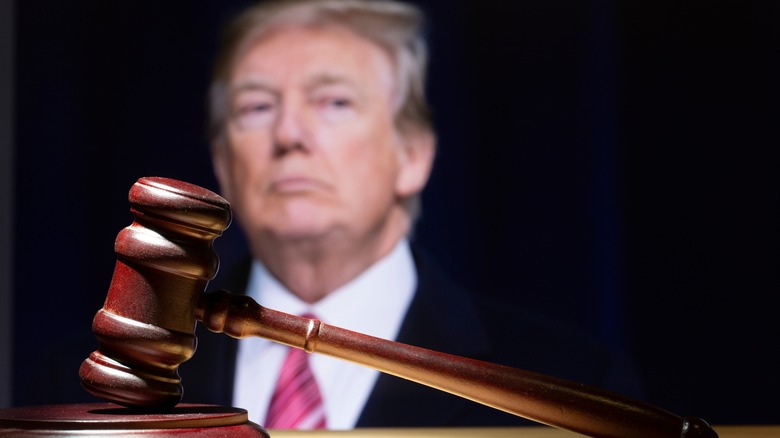 Donald Trump behind a gavel
