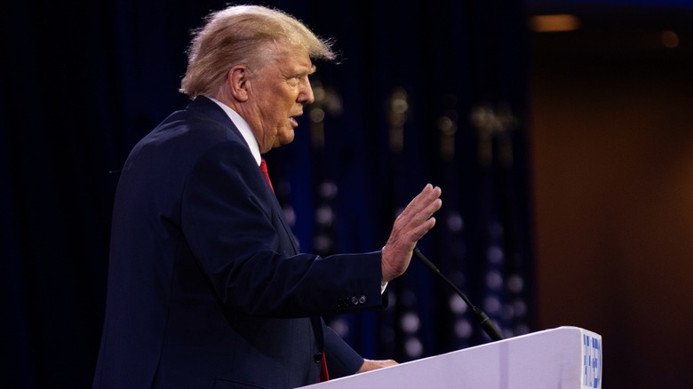 Donald Trump giving a speech