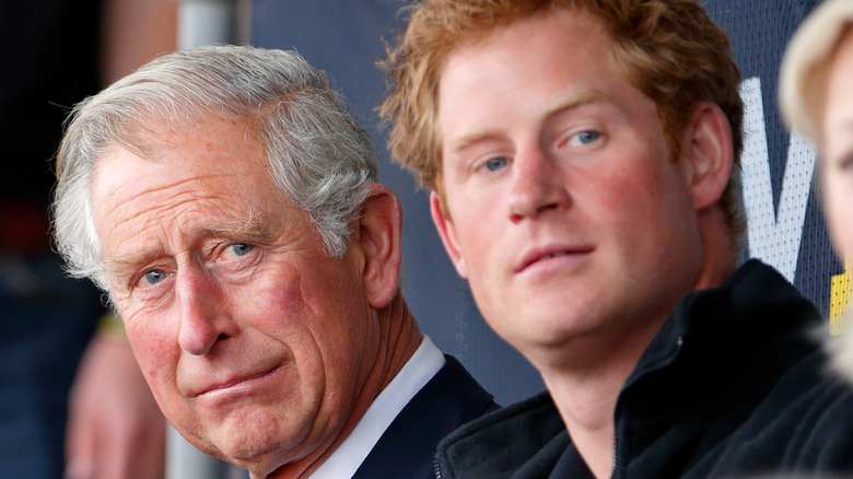 Prince Harry with father Prince Charles. 