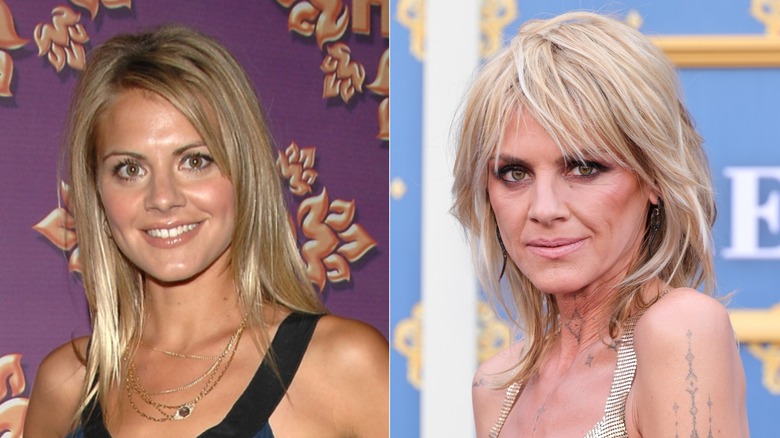 Split image of Eliza Coupe on the red carpet