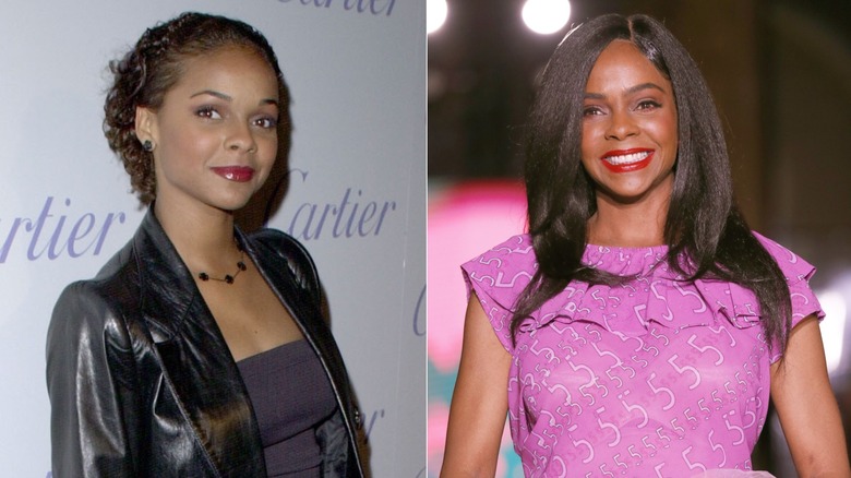Lark Voorhies in the '90s (L) and smiling into the camera on her 52nd birthday (R).