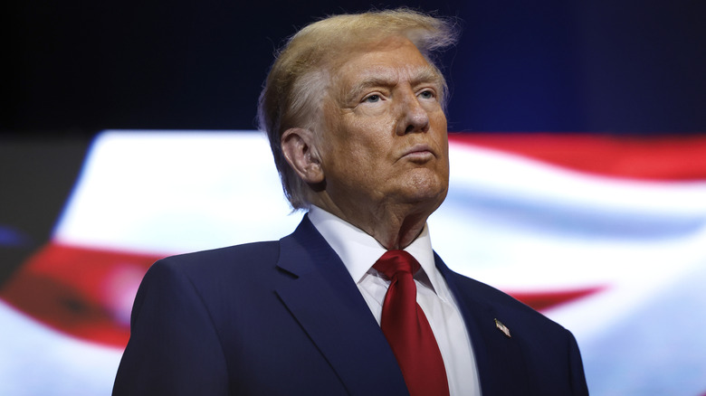 Donald Trump pursing his lips