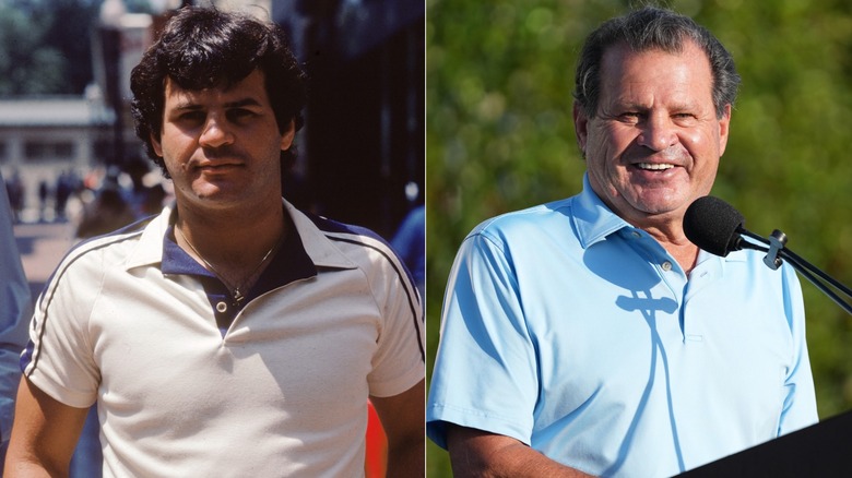 Split image of Mike Eruzione then and now