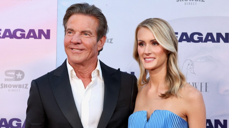 Dennis Quaid and Laura Savoie posing together at the 2024 