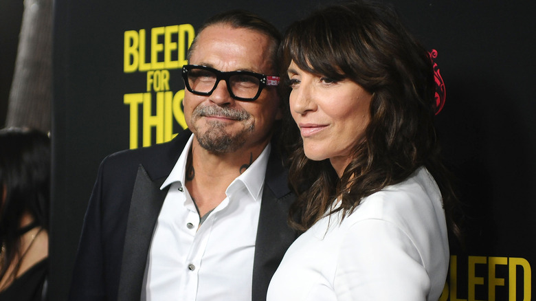 Kurt Sutter and Katey Sagal attend the premiere of Open Road Films' "Bleed For This" at Samuel Goldwyn Theater on November 2, 2016 in Beverly Hills, California.