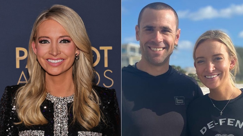 split screen Kayleigh McEnany smiling