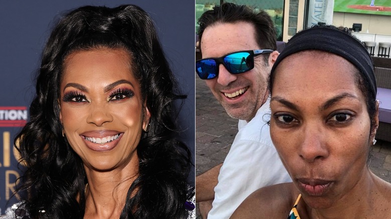 split screen of Harris Faulkner smiling and pouting