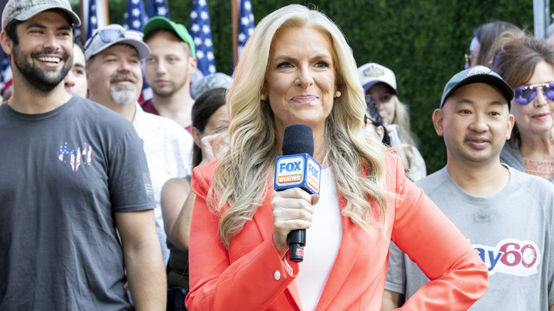 Janice Dean reporting the weather at the "Fox & Friends" All-American Summer Concert Series