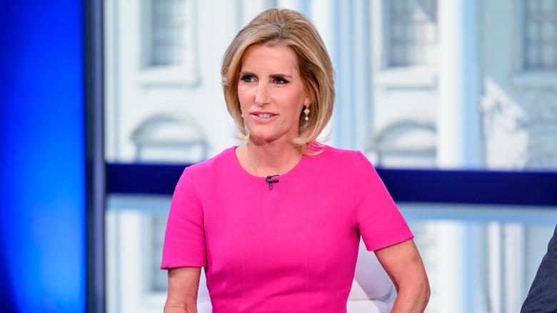 Laura Ingraham on set during news broadcast