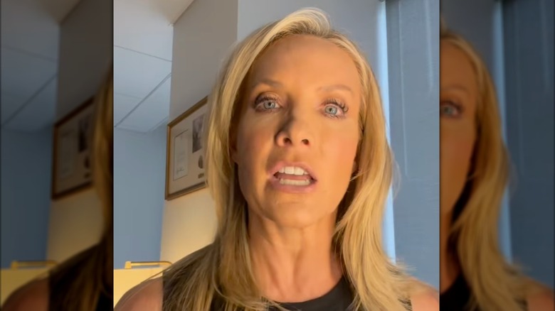 Dana Perino with orange fake tan talking in a video