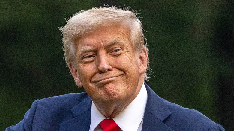 Donald Trump with bright orange fake tan on his face