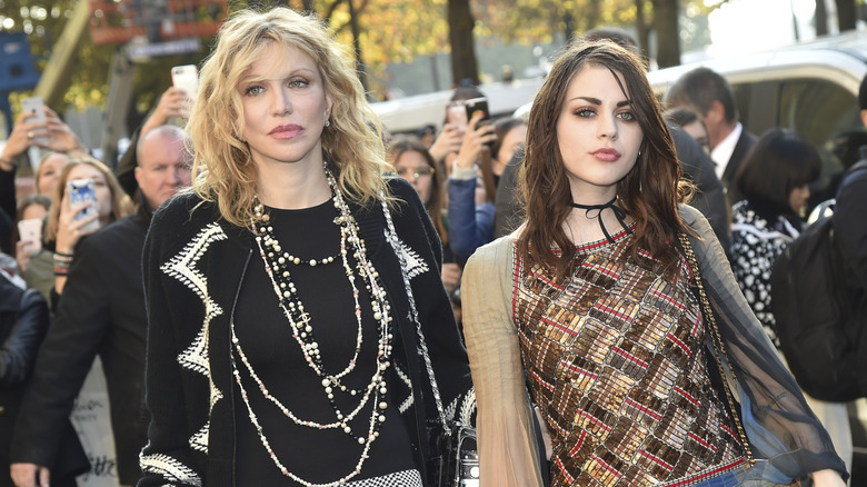 Love and Frances Bean posing