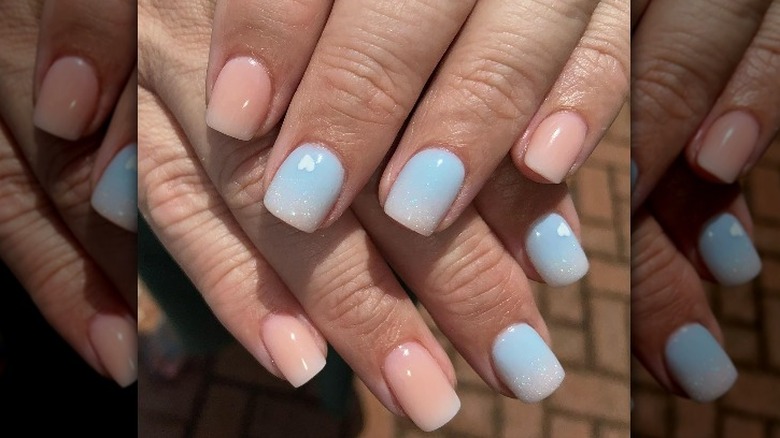 Blue and orange French tips