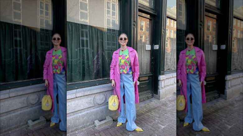 woman in bright outfit