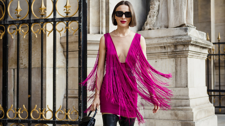 Pink dress with fringe