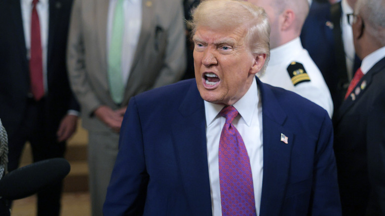 Donald Trump yelling at someone