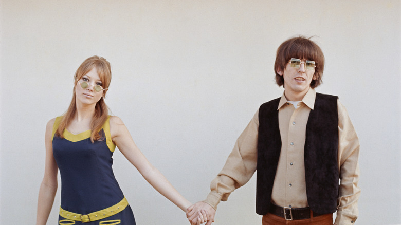 George Harrison of the Beatles with his wife, model Pattie Boyd, circa 1970.