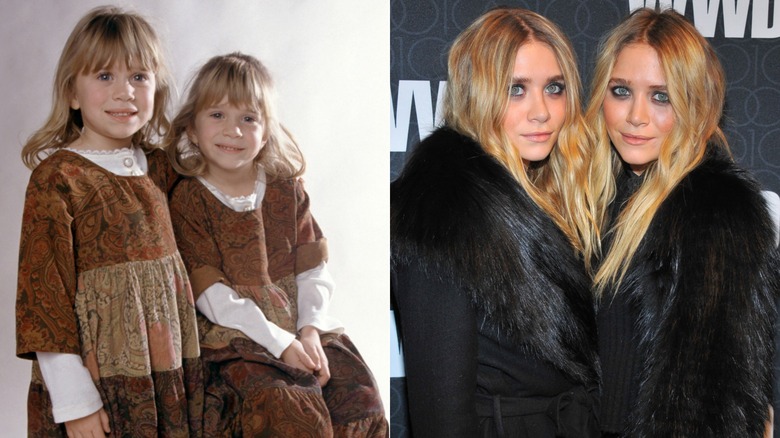 Mary-Kate and Ashley Olsen then and now