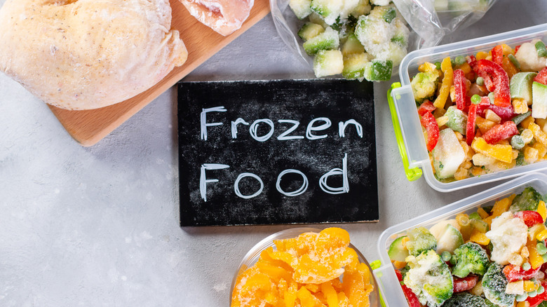 An assortment of frozen foods