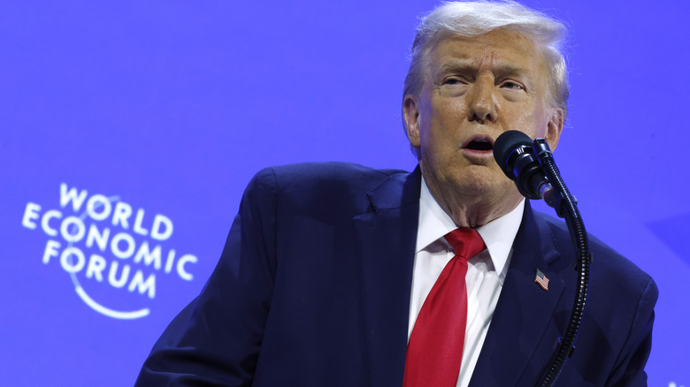 Donald Trump delivering a speech at the 2026 World Economic Forum