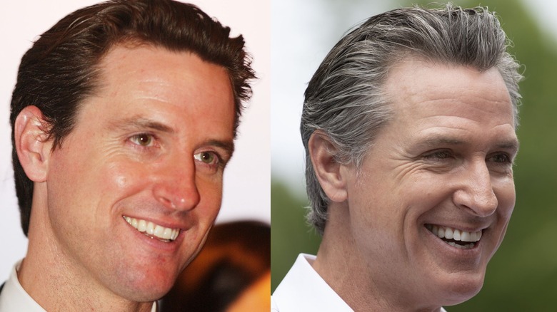 Side by side of Gavin Newsom in 2003 and 2024