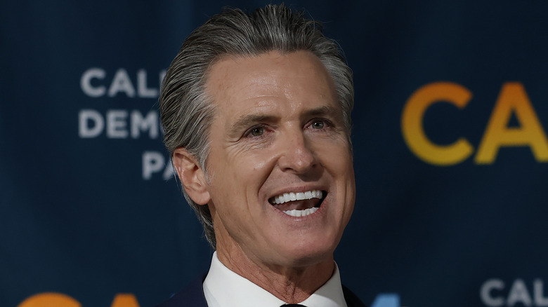 Gavin Newsom addressing his constituents regarding Proposition 50