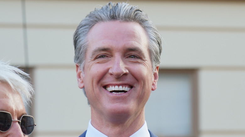 Gavin Newsom smiling at the Vogue World: Hollywood event