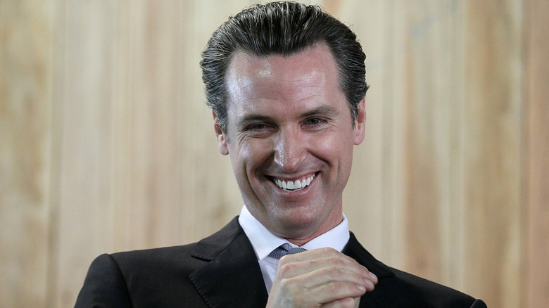 Gavin Newsom looking gleeful