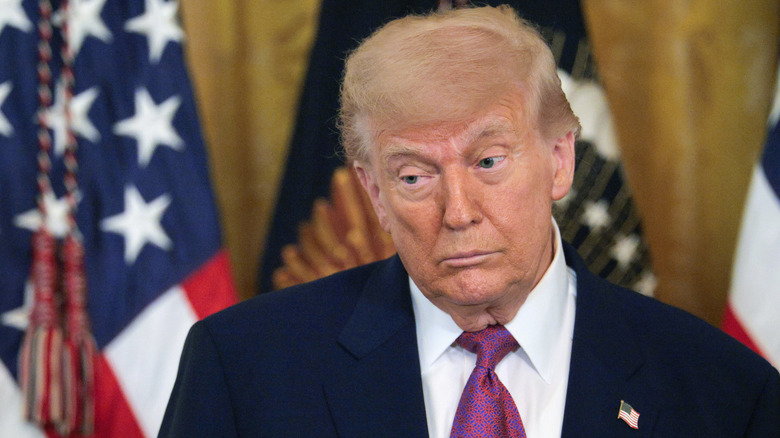 Donald Trump looking somber