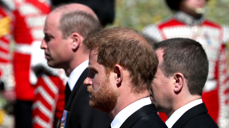 Harry, William at grandfather's funeral