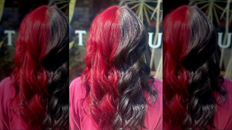 Woman with two tone hair
