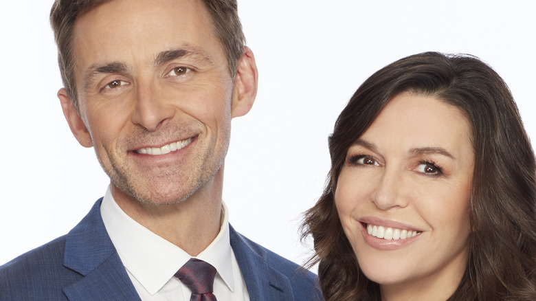 James Patrick Stuart and Finola Hughes smiling