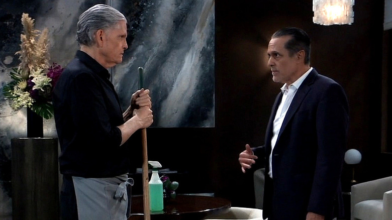 General Hospital's Cyrus and Sonny in a tense conversation