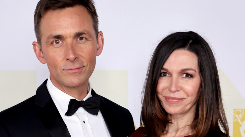 James Patrick Stuart and Finola Hughes smiling