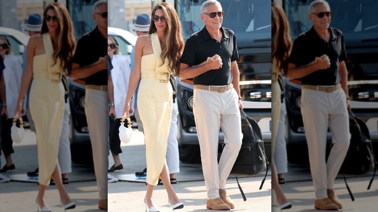 Amal Clooney and George Clooney arrive at the 82nd Venice International Film Festival in Venice, Italy (2025)
