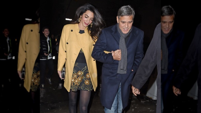 Amal Clooney and George Clooney are seen in New York City, NY (2015)