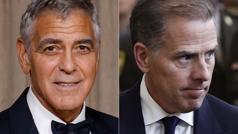 Photo of George Clooney next to photo of Hunter Biden