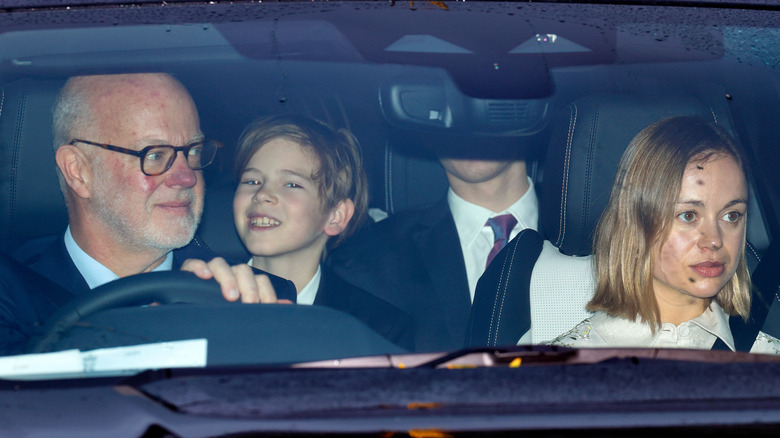 George Windsor, Earl of St Andrews and Lady Amelia Windsor in a car in 2025