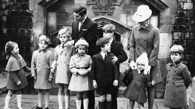 George Windsor, Earl of St Andrews (third from left) with other royals, including King Charles III (fourth from left, with hand on Windsor's shoulder) in 1969
