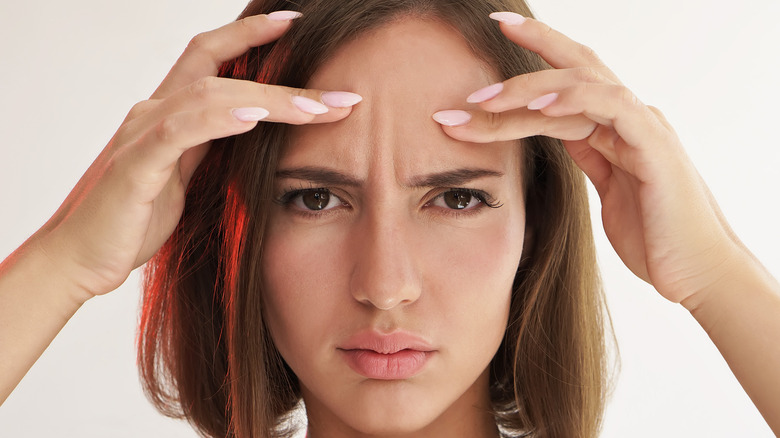 Woman forehead lines