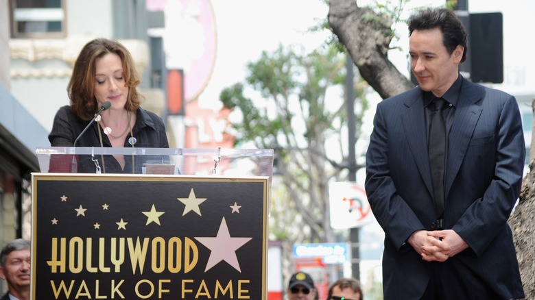 Joan Cusack speaking at John Cusack's Hollywood Walk of Fame star ceremony.