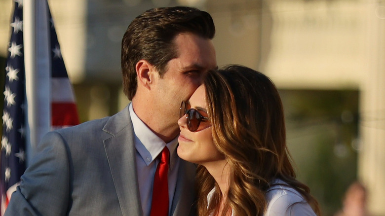 Matt Gaetz kissing Ginger Gaetz on the cheek