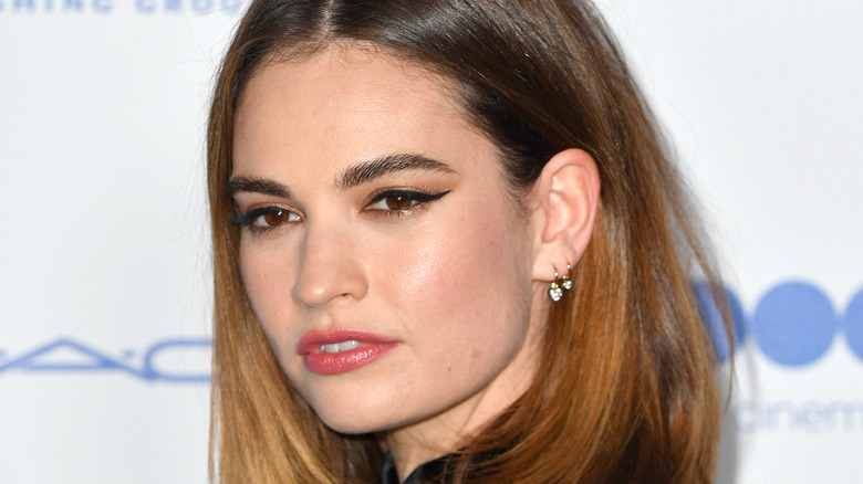 Lily James with gingerbread latte hair