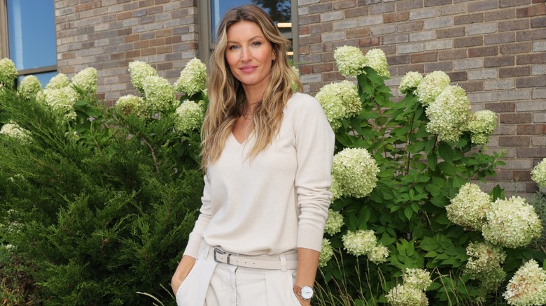 Gisele Bündchen at a beauty product launch in 2023