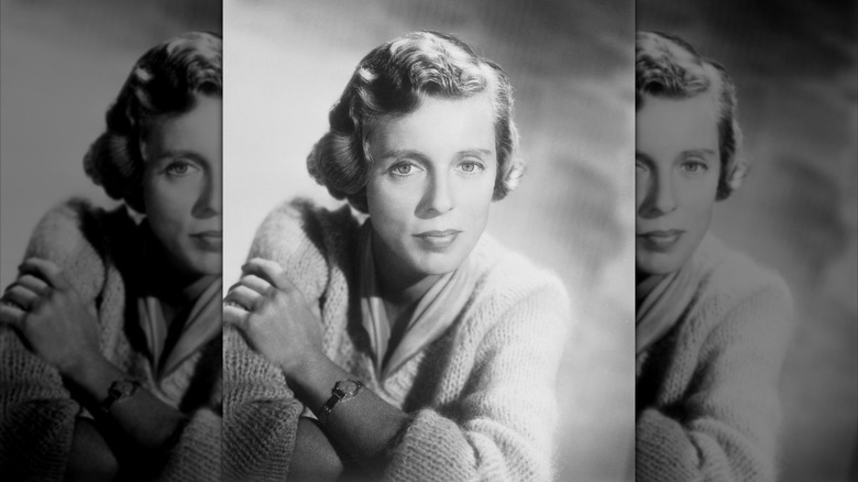 Nancy Kulp in a studio portrait while wearing a fuzzy sweater