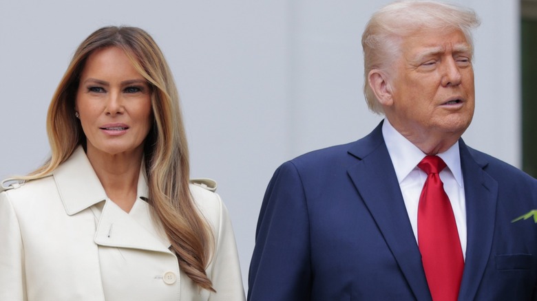 Melania Trump and Donald Trump view the White House Easter Egg Roll (2025)