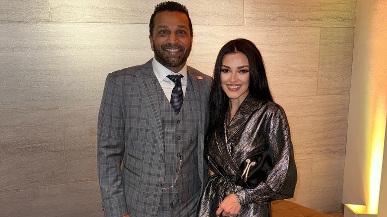 Kash Patel and Alexis Wilkins pose together for an inauguration event in Washington, DC (2025)