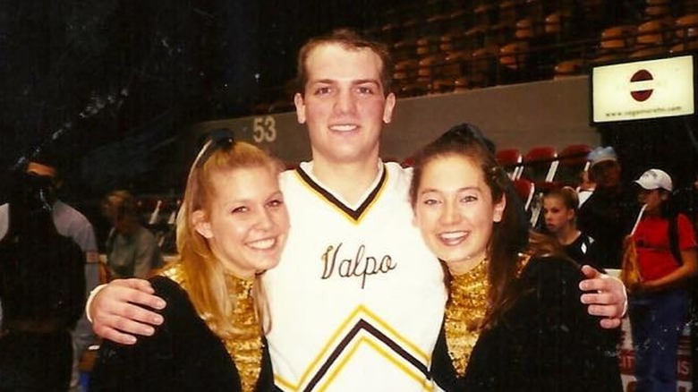 Ginger Zee as a college cheerleader with friends