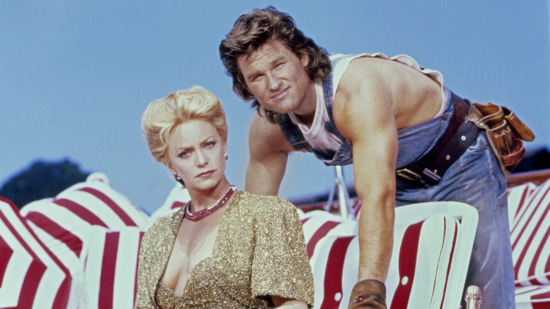 Goldie Hawn and Kurt Russell filming Overboard