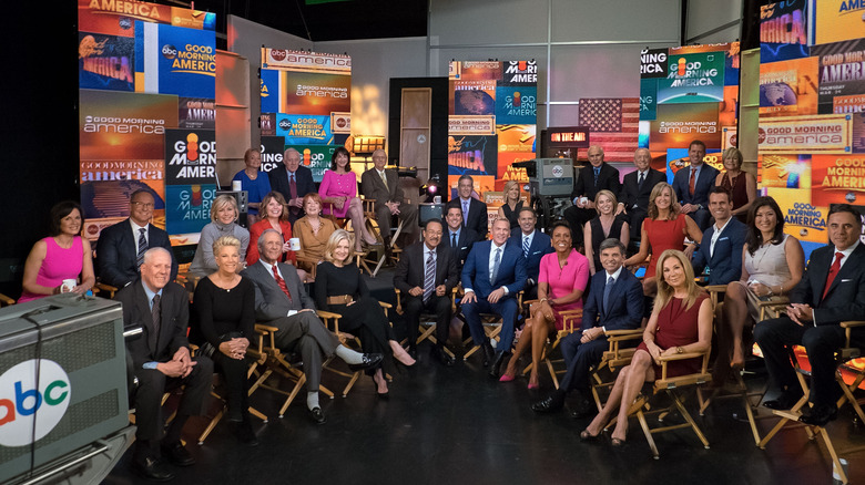 Group photo on the Good Morning America set for its 40th aniversary
